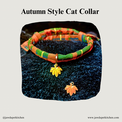 Fall Cat Collar – Handmade Autumn Plaid Cotton Cat Collar