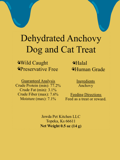 Dehydrated Anchovy Treat for Cats and Dogs 0.5 oz (14.2 g)