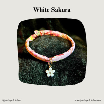 Japanese-Inspired Pink Floral Cat Collar | Cotton, Adjustable