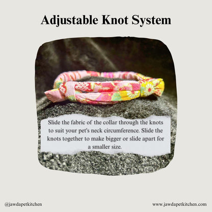 Japanese-Inspired Pink Floral Cat Collar | Cotton, Adjustable