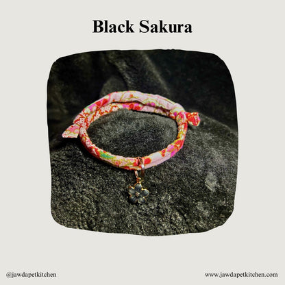 Japanese-Inspired Pink Floral Cat Collar | Cotton, Adjustable
