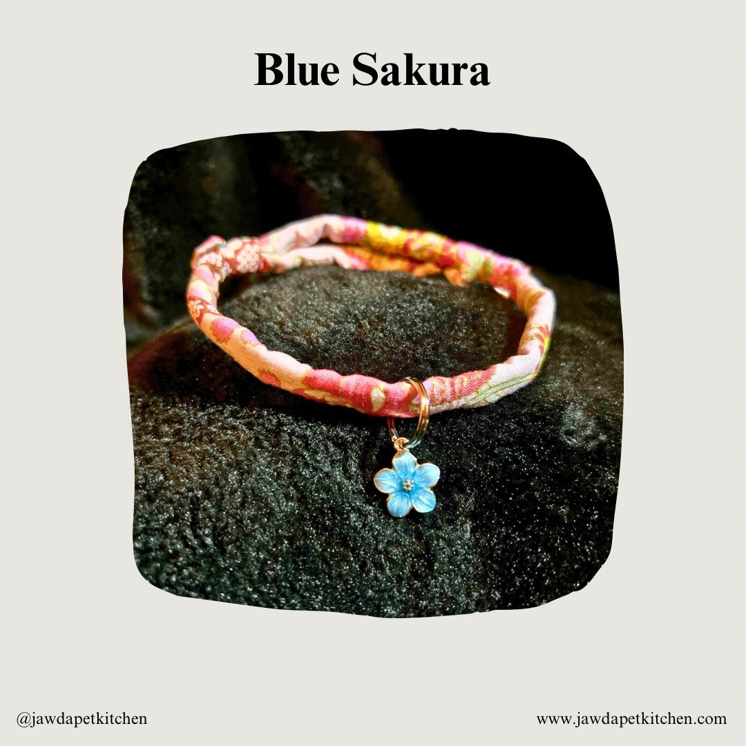 Japanese-Inspired Pink Floral Cat Collar | Cotton, Adjustable