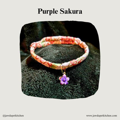 Japanese-Inspired Pink Floral Cat Collar | Cotton, Adjustable
