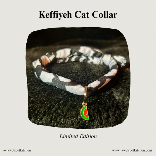 Handmade Palestinian Keffiyeh Cat Collar | Lightweight Adjustable Cat Collar with Charm