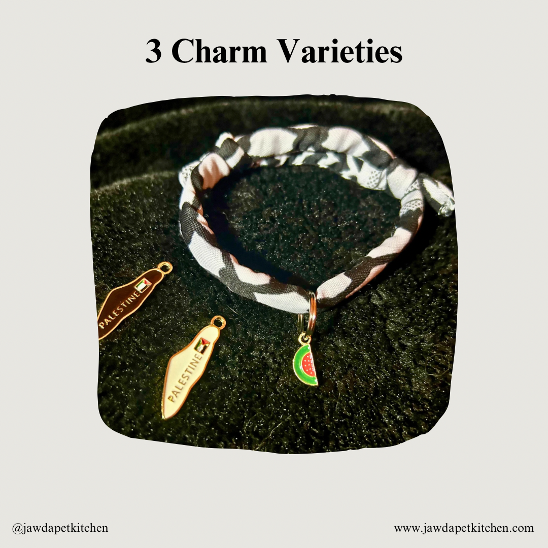 Handmade Palestinian Keffiyeh Cat Collar | Lightweight Adjustable Cat Collar with Charm