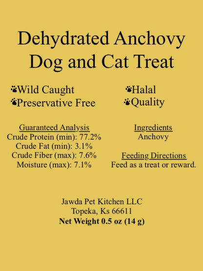 Dehydrated Anchovy Treat for Cats and Dogs 0.5 oz (14.2 g)