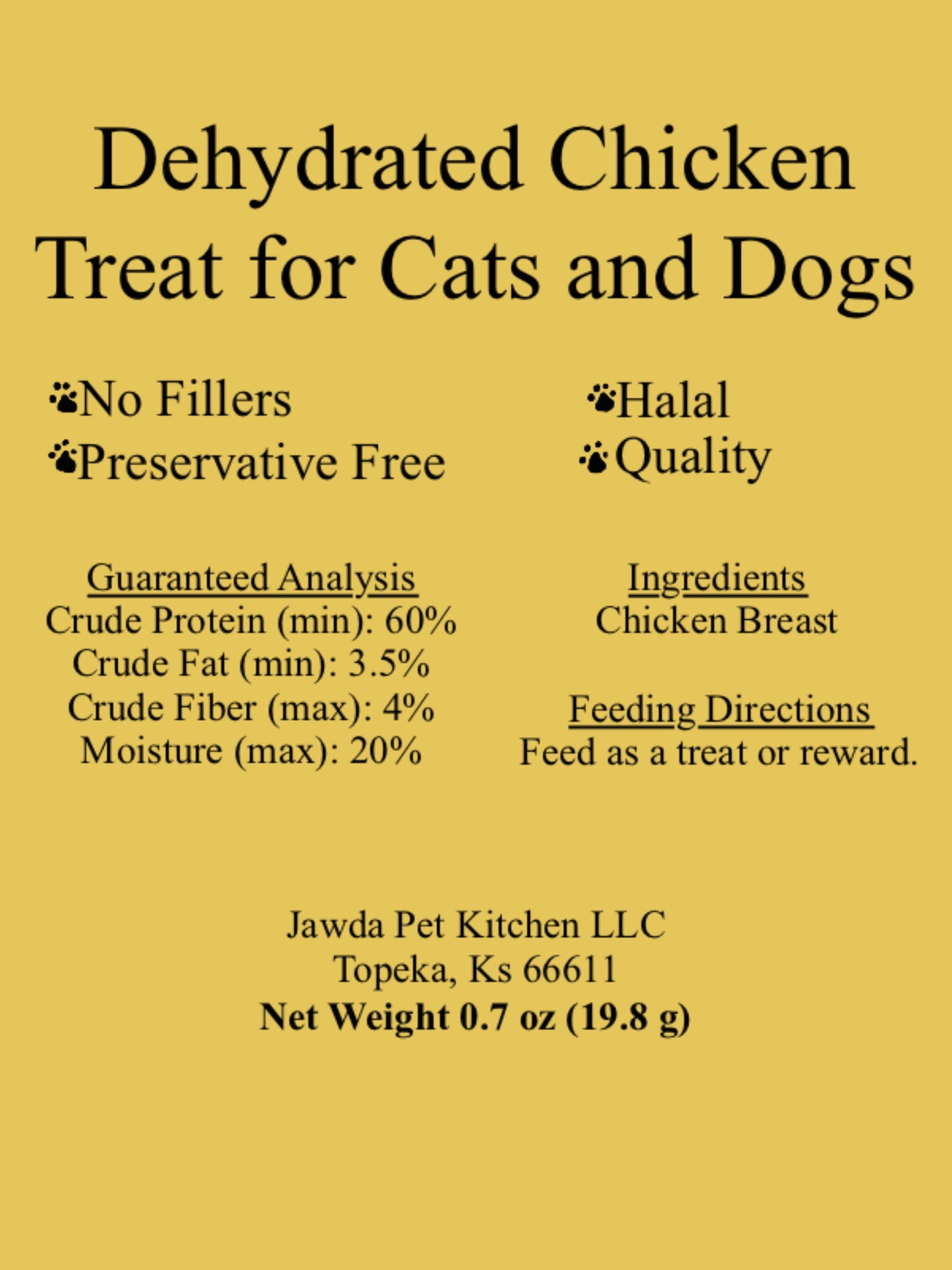 Dehydrated Chicken Treat For Cats And Dogs 0.7 oz (19.8 g)